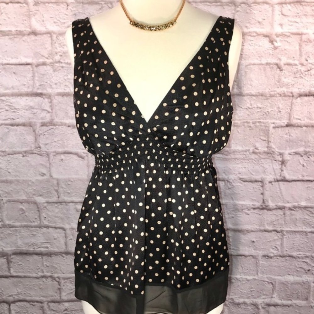 BCBG silk polka dot top with gathered waist 5 for $25 - Picture 2 of 8